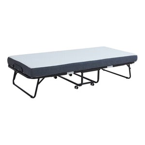 Metallfällsäng Borjavle med madrass 200x90cm Svart [en.casa]
