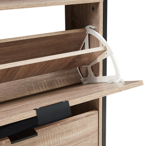 Skobänk Belana med 2 luckor 116x60x24 cm Svart/Eklook [en.casa]