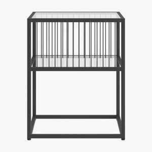 Sidobord Tronevn med glasskiva 50x40x40 cm Svart [en.casa]