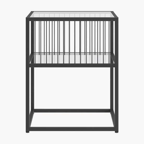 Sidobord Tronevn med glasskiva 50x40x40 cm Svart [en.casa]