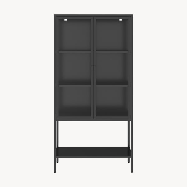 Vitrinskåp Borshavisa stål 2-dörrar 160x80x35 cm svart [en.casa]