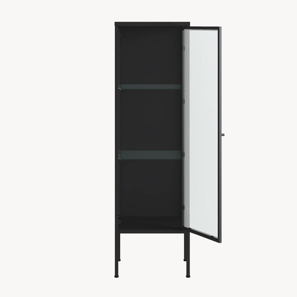 Vitrinskåp Borshavisa 116x34x30 cm Stål Svart [en.casa]