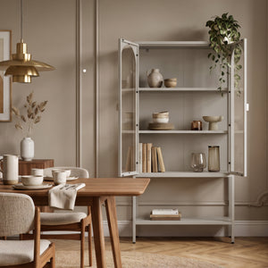 Vitrinskåp Klippestad Stål 160x80x35 cm Kamelfärgat [en.casa]