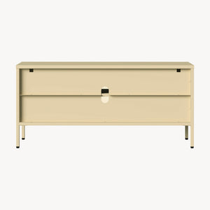 Vitrinskåp-Sideboard Klippestad Stål 118x35x55 cm Kamelfärgad [en.casa]