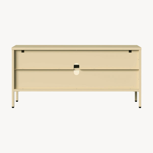 Vitrinskåp-Sideboard Klippestad Stål 118x35x55 cm Kamelfärgad [en.casa]