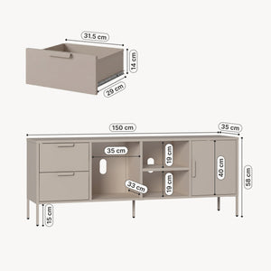 TV-bänk Kliri Stål 150x35x58 cm Kamelfärgad [en.casa]