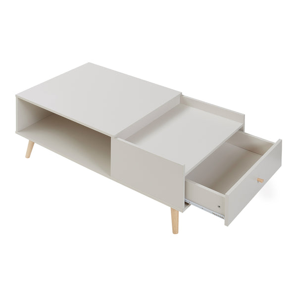 Soffbord Hallevil med låda 106x59x44 cm Ljusgrå [en.casa]