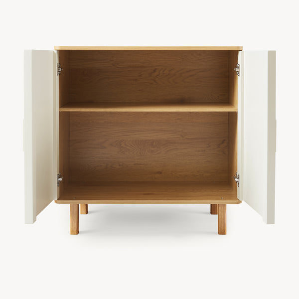 Sideboard Ferrersp med 2 dörrar 80x80x40 cm eklook/sandfärgad [en.casa]