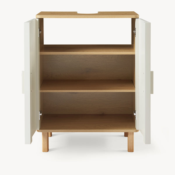Tvättställsskåp Ferrersp 80x60x35 cm Eklook/Sandfärgad [en.casa]