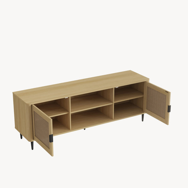 TV-bänk Lukhomso 152x40x54 cm Eklook/Rattanlook [en.casa]