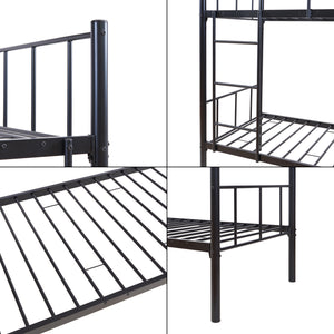 Metall-våningssäng Berimma med 2 madrasser 90x200 cm Svart [en.casa]