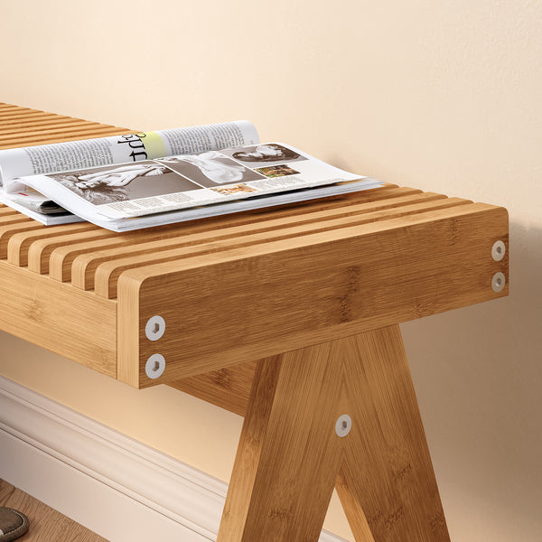 Sittbänk Lasdarvoo 120x35x45 cm Bambus Natur [en.casa]
