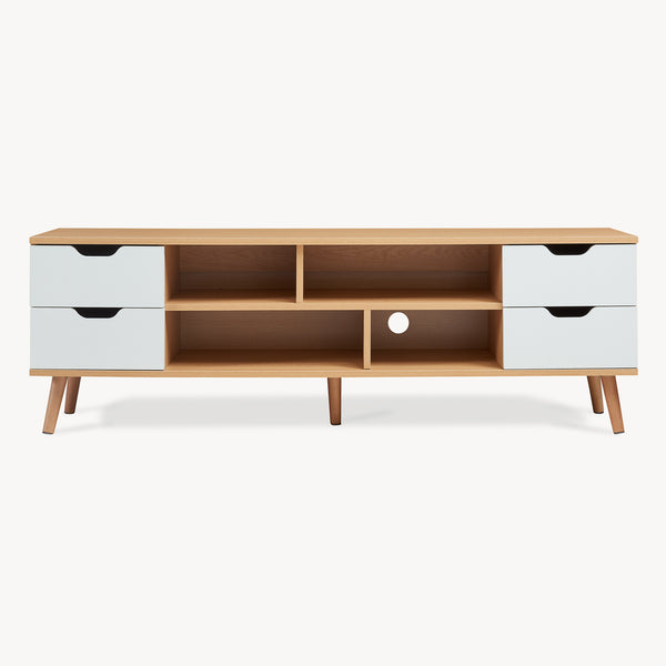 TV-bänk Bordkak 140x30x45 cm Eklook/Vit [en.casa]