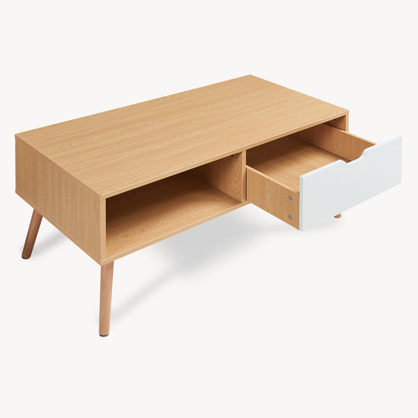 Soffbord Bordkak med låda 100x48x45 cm eklook/vit [en.casa]