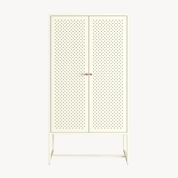 Highboard Viitasaari 150x80x40 cm stål krämvit [en.casa]