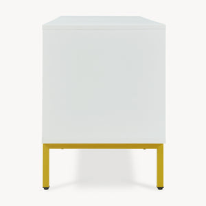 TV-bänk Reyri 120x39x52 cm Vit/Guldfärgad [en.casa]