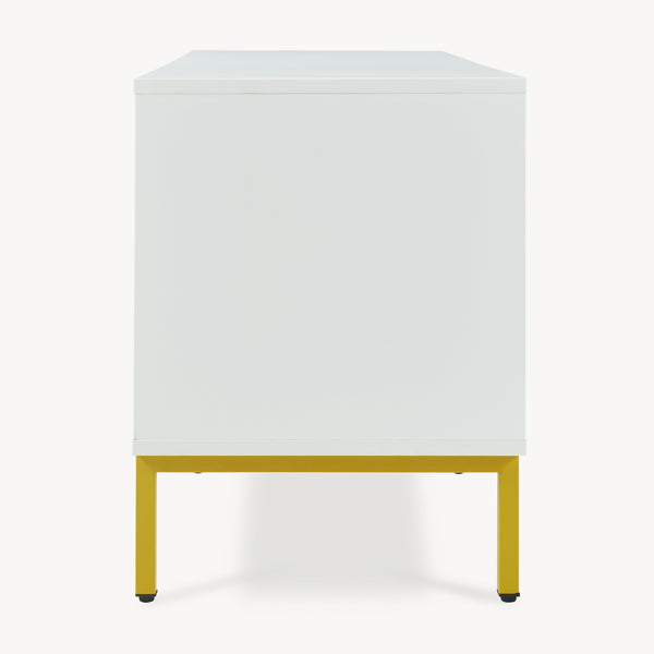 TV-bänk Reyri 120x39x52 cm Vit/Guldfärgad [en.casa]