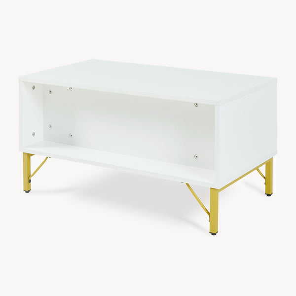 Soffbord Reyri 80x45x42 cm Vit/Guldfärgad