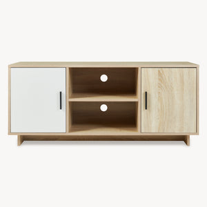 TV-bänk Kenta 120x39x52 cm Sonoma-eklook/Vit [en.casa]