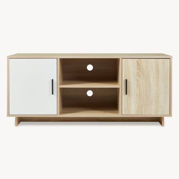 TV-bänk Kenta 120x39x52 cm Sonoma-eklook/Vit [en.casa]