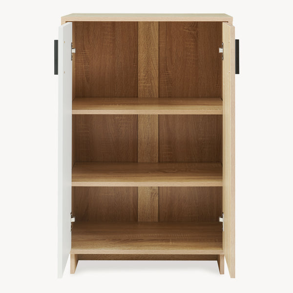 Sidobord Kenta 90x60x35 cm Sonoma-eklook/Vit [en.casa]