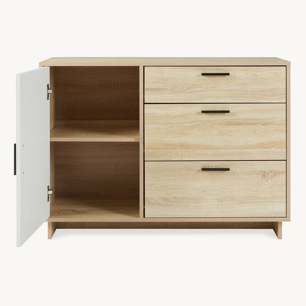 Sideboard Kenta 100x35x72 cm Sonoma-ekoptik/Vit [en.casa]