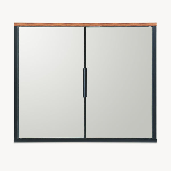 Spegelsskåp Trond 50x60x15 cm Svart/Valnötsutseende [en.casa]