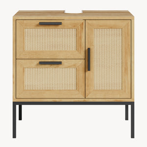 Tvättställsskåp Marhasa 60x60x40 cm Eklook/Svart [en.casa]