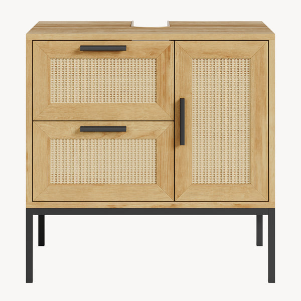 Tvättställsskåp Marhasa 60x60x40 cm Eklook/Svart [en.casa]