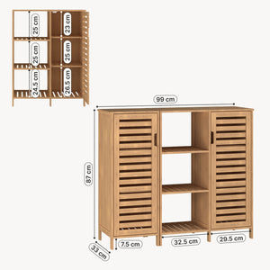 Sidobord Hakseri 2-del. 87x99x33 cm Bambus Natur [en.casa]