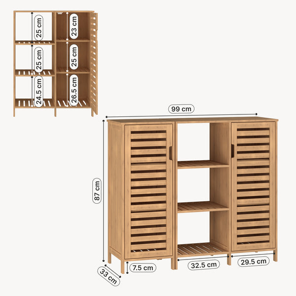 Sidobord Hakseri 2-del. 87x99x33 cm Bambus Natur [en.casa]