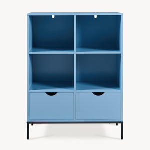 Bokhylla med 2 lådor Colwyn 105x80x40 cm Blå [en.casa]