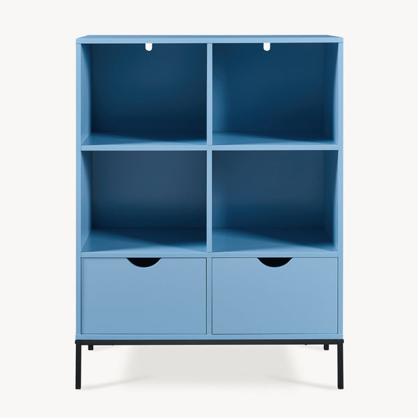 Bokhylla med 2 lådor Colwyn 105x80x40 cm Blå [en.casa]
