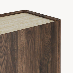 TV-bänk Trorlon 160x40x55 cm Valnötslook/Travertin [en.casa]