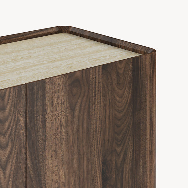 TV-bänk Trorlon 160x40x55 cm Valnötslook/Travertin [en.casa]