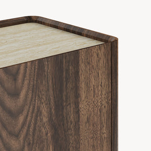 Sideboard Trorlon 160x40x83 cm valnötoptik/travertin [en.casa]