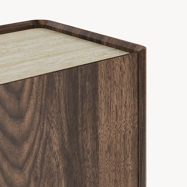 Sideboard Trorlon 160x40x83 cm valnötoptik/travertin [en.casa]