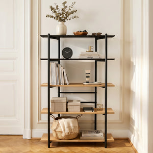 Bokhylla Kappespoo 124x80x35 cm Svart/Eklook [en.casa]