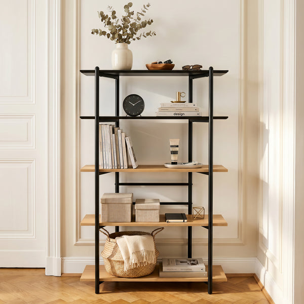 Bokhylla Kappespoo 124x80x35 cm Svart/Eklook [en.casa]