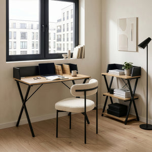 Skrivbord Kappespoo 84x80x50 cm Svart/Eklook [en.casa]
