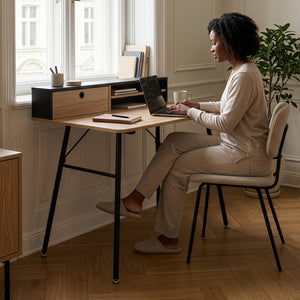 Skrivbord Var 93x90x50 cm Svart/Eklook [en.casa]