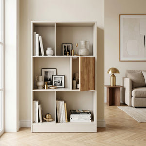 Bokhylla Karena 112x70x30 cm Krämvit/Eklook [en.casa]