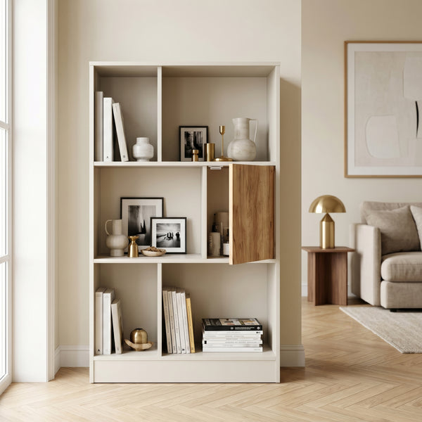 Bokhylla Karena 112x70x30 cm Krämvit/Eklook [en.casa]