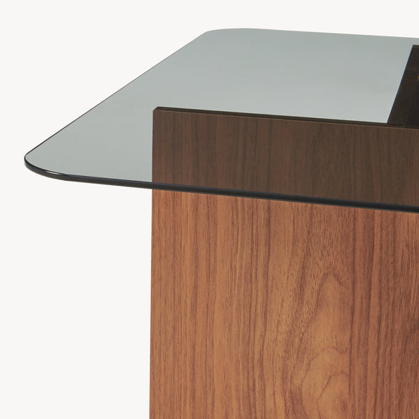Soffbord Benexjö med glasskiva 70x70x36 cm valnötslook/grå [en.casa]