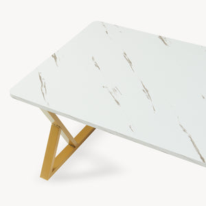 Soffbord Nolu 120x60x46 cm Guld färg/Marmorutseende, vitt [en.casa]