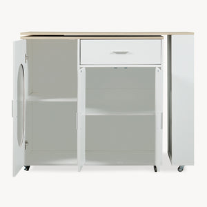 Rullbar köksö med roterbar arbetsyta Kudebola 115x40x94 cm eklook/vit [en.casa]