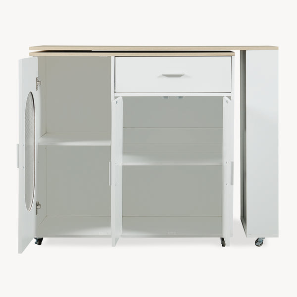 Rullbar köksö med roterbar arbetsyta Kudebola 115x40x94 cm eklook/vit [en.casa]
