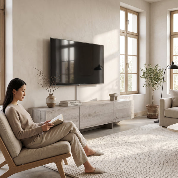 TV-bänk Kapipimso med 3 klaffar 194x31x37 cm eklook, grå [en.casa]