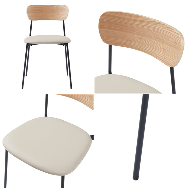 Stol Jyväskylä set om 2 beige 78x45x48 cm [en.casa]