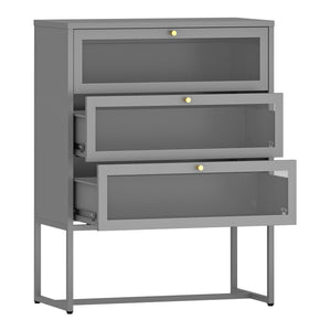 Kontorsskåp Sund med 3 lådor 105x80x40 cm Grå [en.casa]